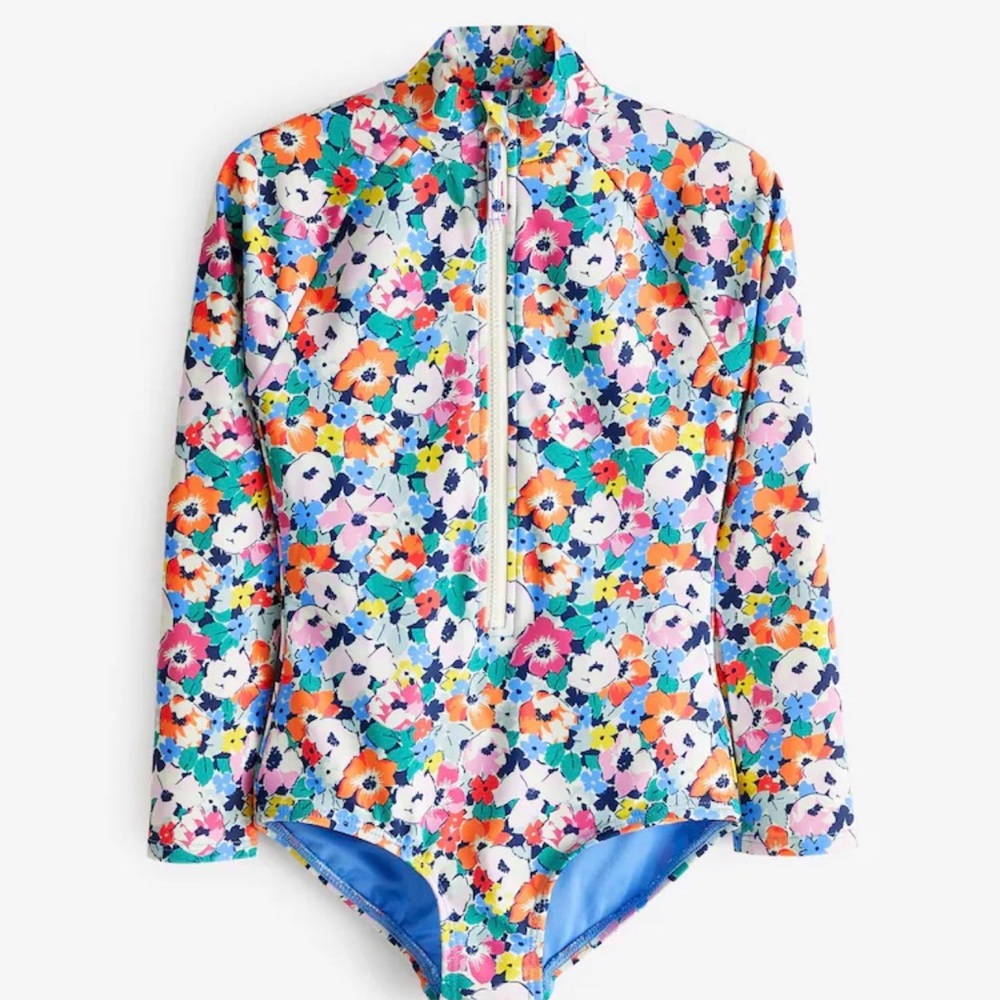 GAP Kids Multicolor Floral Zip-Front Long Sleeve One-Piece